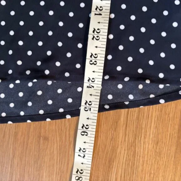 Counterparts NWT Short Flutter Sleeve Navy Polka Dot Blouse Top Large - Picture 7 of 7